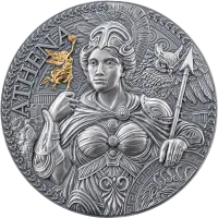 Монета "Афина", 2024 г., Серебро, 62,2 гр., проба 999, КАМЕРУН