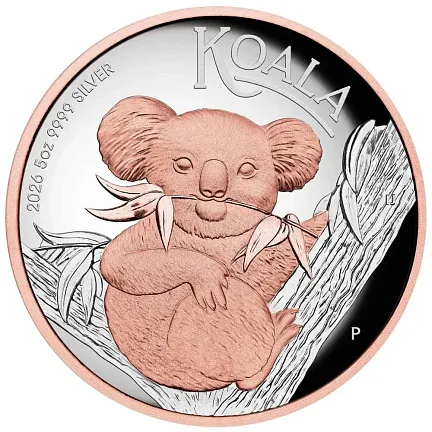 Монета "Розовая Коала", 2026 г., Серебро, 155,5 гр., проба 999.9, АВСТРАЛИЯ