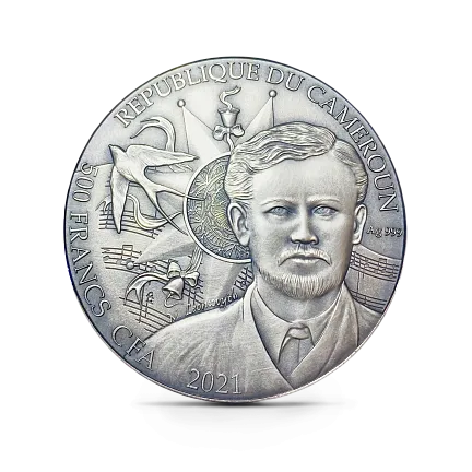Монета "Гимн колокольчиков",  2021 г., Серебро, 15,55 гр., проба 999, КАМЕРУН