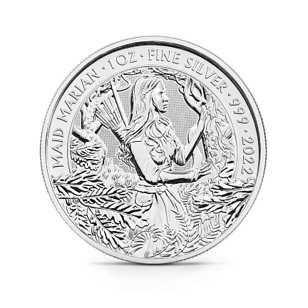 Монета "Дева Мэриан", 2022 г., Серебро, 31,1 гр., проба 999, СОЕДИНЕННОЕ КОРОЛЕВСТВО