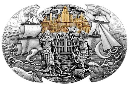 Монета "Атлантида", 2025 г., Серебро, 155,5 гр., проба 999, САМОА
