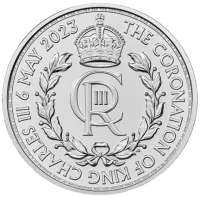 Монета "Коронация Чарльза III (Королевская монограмма)", 2023 г., Серебро, 31,1 гр., проба 999, СОЕДИНЕННО
