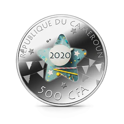 Монета "С Днем Рождения",  2020 г., Серебро, 17,5 гр., проба 999, КАМЕРУН