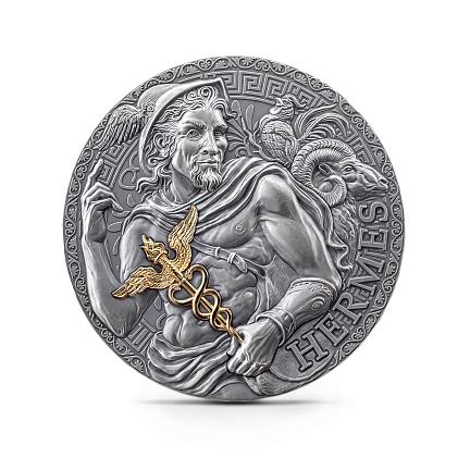 Монета "Гермес", 2024 г., Серебро, 93,3 гр., проба 999, КАМЕРУН