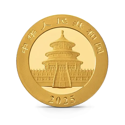 Монета "Панда", 2025 г., Золото, 8 гр., проба 999, КИТАЙ