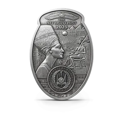 Монета "Нефертити",  2023 г., Серебро, 93,3 гр., проба 999, ДЖИБУТИ