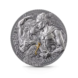 Монета "Персей и Андромеда", 2023 г., Серебро, 62,2 гр., проба 999, КАМЕРУН