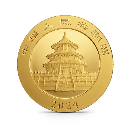 Монета "Панда",  2024 г., Золото, 15 гр., проба 999, КИТАЙ