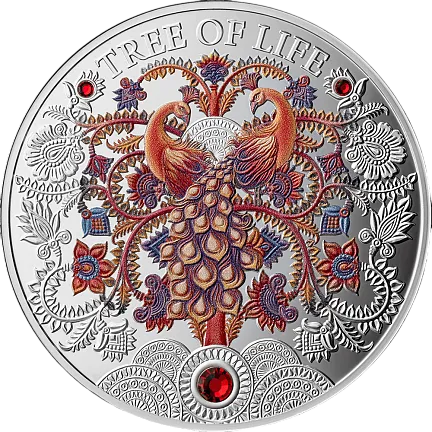 Монета "Осеннее древо жизни", 2025 г., Серебро, 31,1 гр., проба 999, ГАНА