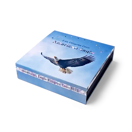 Монета "Американский орел. Филигранный", 2025 г., Серебро, 62,2 гр., проба 999, СОЛОМОНОВЫ ОСТРОВА