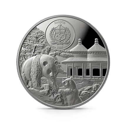 Монета "Храм Небес", 2025 г., Серебро, 93,3 гр., проба 999, САМОА