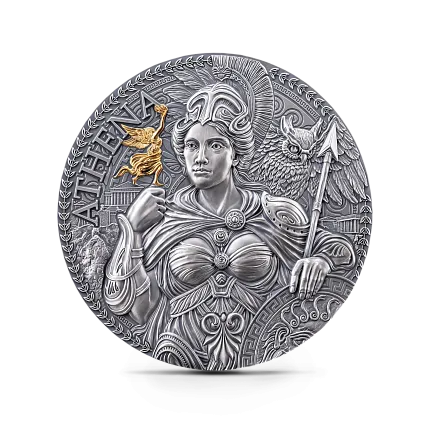Монета "Афина", 2024 г., Серебро, 62,2 гр., проба 999, КАМЕРУН