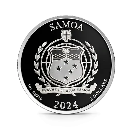 Монета "Золотой орел", 2024 г., Серебро, 31,1 гр., проба 999, САМОА