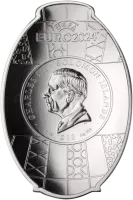 Монета "Кубок UEFA 2024", 2024 г., Серебро, 93,3 гр., проба 999, СОЛОМОНОВЫ ОСТРОВА
