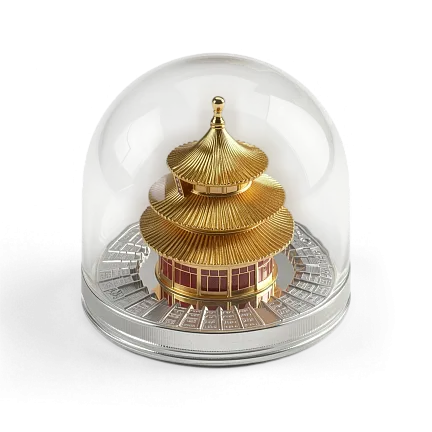 Монета "Храм Небес", 2025 г., Серебро, 93,3 гр., проба 999, САМОА