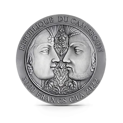 Монета "Камасутра IV",  2022 г., Серебро, 93,3 гр., проба 999, КАМЕРУН