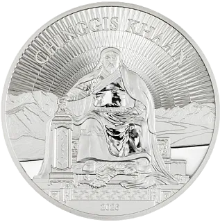Монета "Чингисхан", 2026 г., Серебро, 31,1 гр., проба 999.9, МОНГОЛИЯ