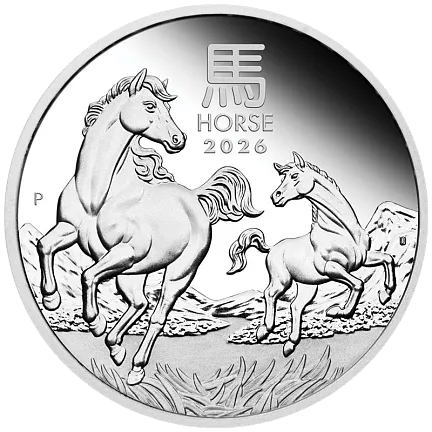 Монета "Год Лошади (пруф)", 2026 г., Серебро, 31,1 гр., проба 999.9, АВСТРАЛИЯ