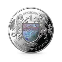 Жетон "Криптовалюта DOGECOIN", 2022 г., Серебро, 31,1 гр., проба 999,