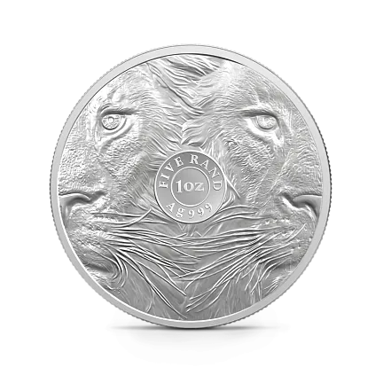 Монета "Лев", 2025 г., Серебро, 31,1 гр., проба 999, ЮЖНАЯ АФРИКА