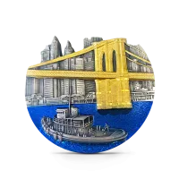 Монета "Бруклинский мост",  2022 г., Серебро, 155,5 гр., проба 999, КОНГО