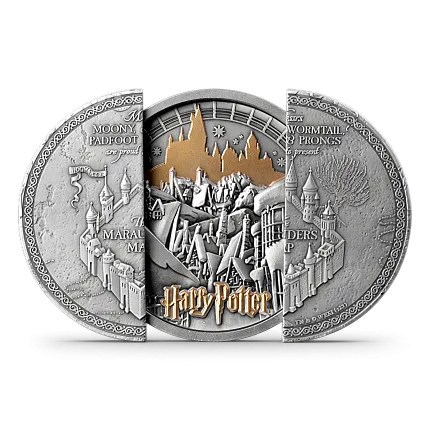 Монета "Карта Мародеров. Гарри Поттер", 2024 г., Серебро, 155,5 гр., проба 999, САМОА