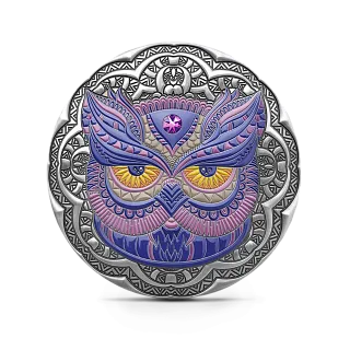 Монета "Сова. Mandala Art", 2020 г., Серебро, 62,2 гр., проба 999, НИУЭ