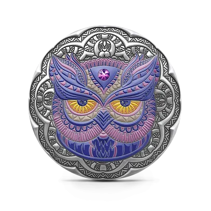 Монета "Сова. Mandala Art", 2020 г., Серебро, 62,2 гр., проба 999, НИУЭ