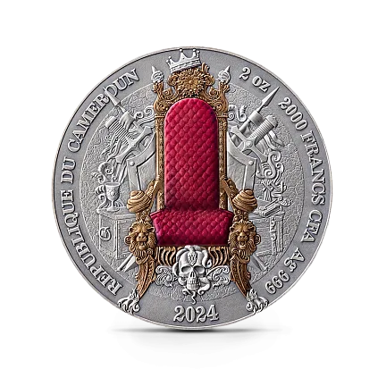 Монета "Монгольская Империя",  2024 г., Серебро, 62,2 гр., проба 999, КАМЕРУН