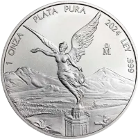 Монета "Либертад", 2024 г., Серебро, 31,1 гр., проба 999, МЕКСИКА