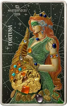Монета "Богиня Фортуны", 2024 г., Серебро, 200 гр., проба 999, ГАНА