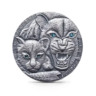 Монета "Семьи дикой природы - Снежный леопард", 2015 г., Серебро, 31,1 гр., проба 999, НИУЭ
