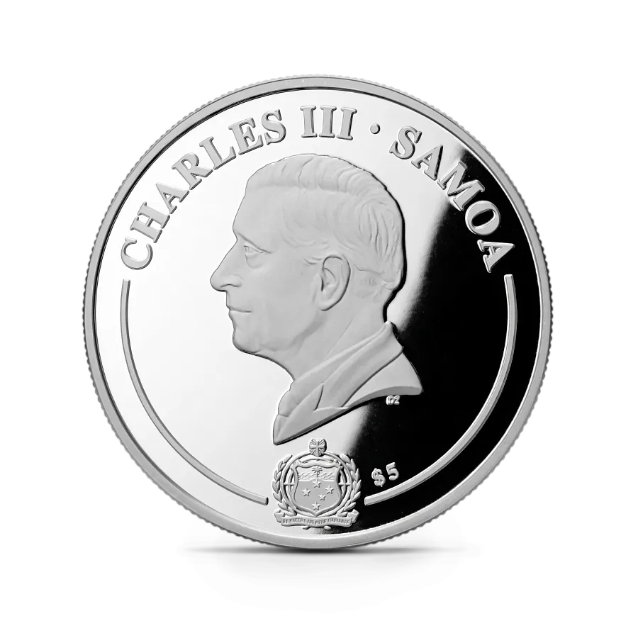 Монета "Георгин. Коллекция "Золотой цветок"",  2026 г., Серебро, 31,1 гр., проба 999, САМОА