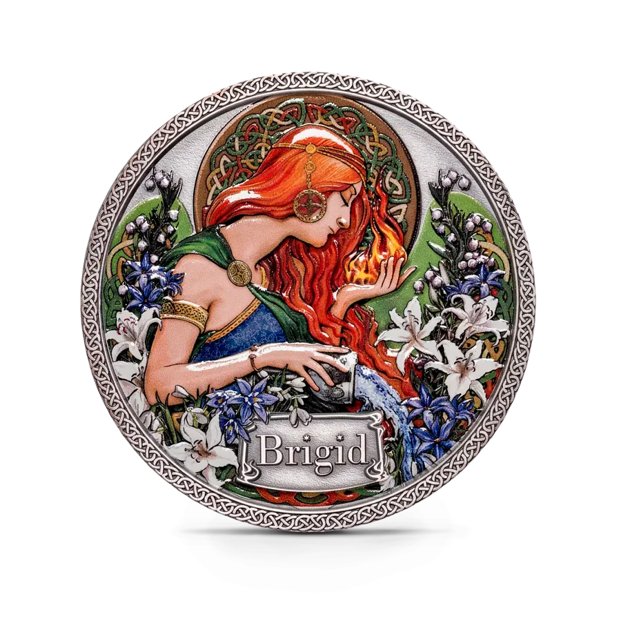 Монета "Богиня здоровья Бригит", 2021 г., Серебро, 50 гр., проба 999, ГАНА