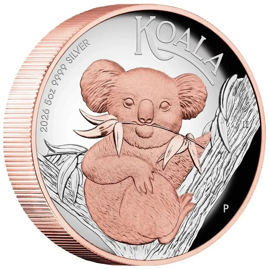 Монета "Розовая Коала", 2026 г., Серебро, 155,5 гр., проба 999.9, АВСТРАЛИЯ
