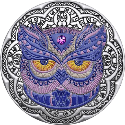 Монета "Сова. Mandala Art", 2020 г., Серебро, 62,2 гр., проба 999, НИУЭ