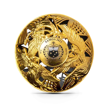 Монета "Рай и Ад", 2021 г., Серебро, 62,2 гр., проба 999, САМОА