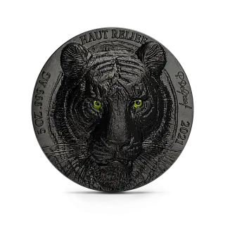 Монета "Тигр",  2021 г., Серебро, 155,5 гр., проба 999, КОТ Д'ИВУАР