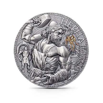Монета "Гефест", 2023 г., Серебро, 93,3 гр., проба 999, КАМЕРУН